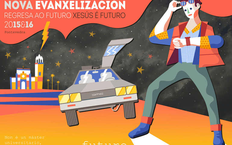 Cartel del Máster, con una alusión clara a la película 'Regreso al futuro'