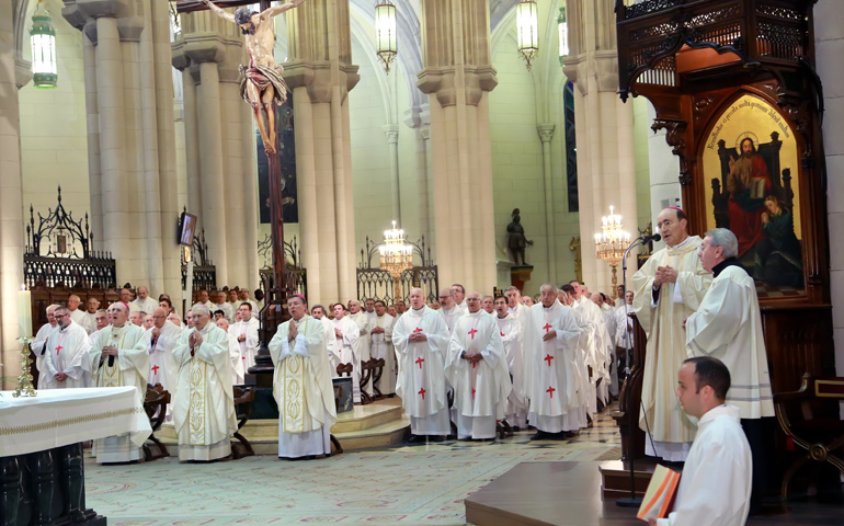 Un momento de la Misa de acción de gracias por el ministerio de monseñor Fidel Herráez en Madrid, este sábado