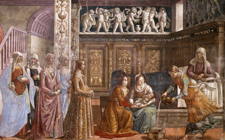 'Natividad de la Virgen María' (detalle), fresco de Domenico Ghirlandaio. Basílica de Santa María Novella, Florencia.