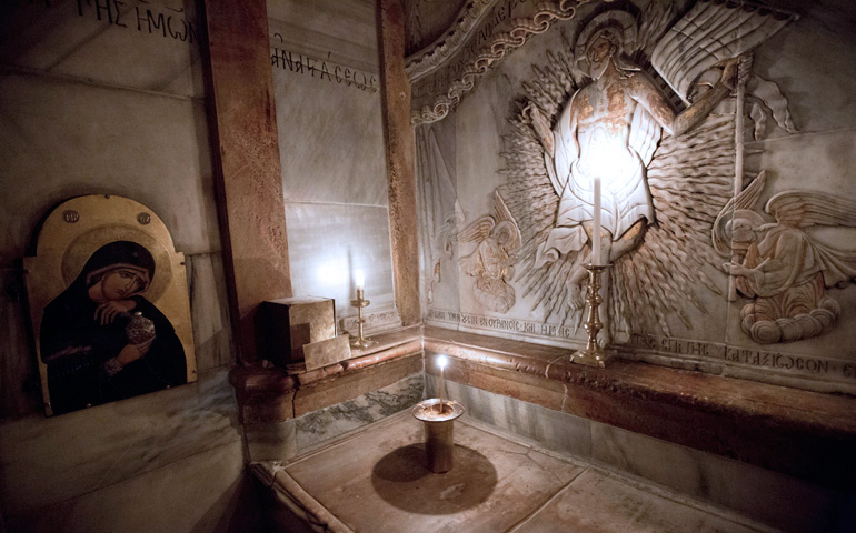 Trabajos de restauración en el Santo Sepulcro