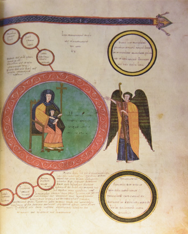 Facsímil del beato de Gerona, que muestra a la Virgen María (el original data del año 975). Biblioteca de la Universidad de Córdoba