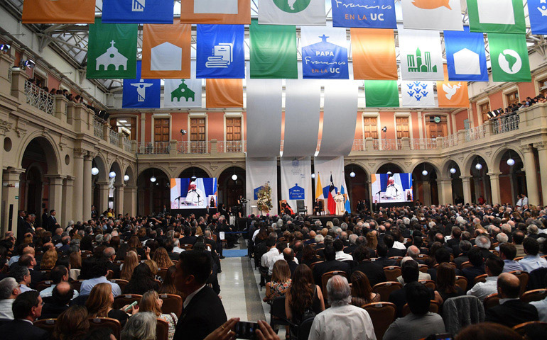 El Papa Francisco en su visita a la Pontificia Universidad Católica de Chile