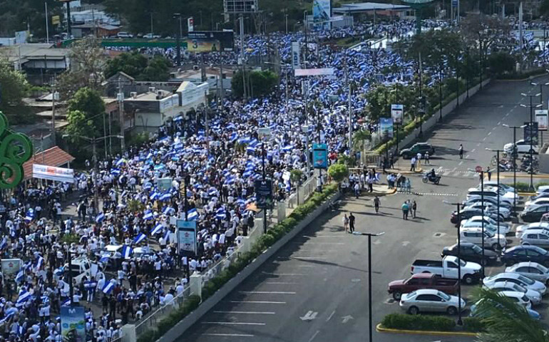 Protesta masiva de este lunes en Nicaragua