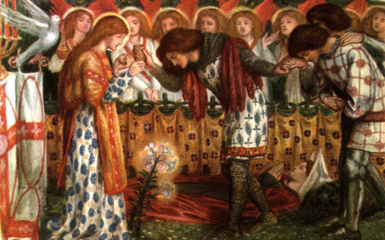 'Sir Galahad, sir Bors y sir Parsifal beben del Santo Grial', de Dante Gabriel Rossetti (1864)