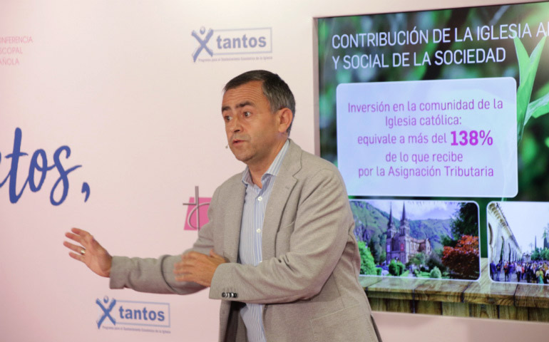 Fernando Giménez Barriocanal durante la presentación de la memoria anual de actividades de la Iglesia Católica 2016, el pasado 14 de junio