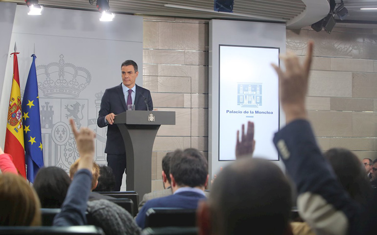 Pedro Sánchez durante una rueda de prensa