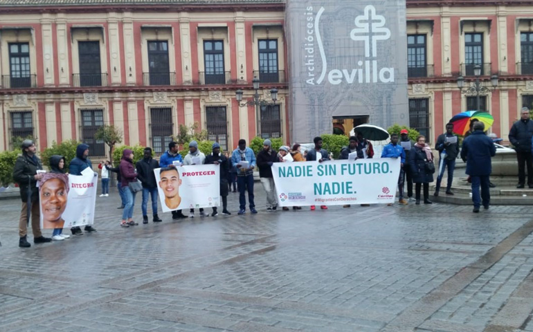 Un momento de la concentración en Sevilla