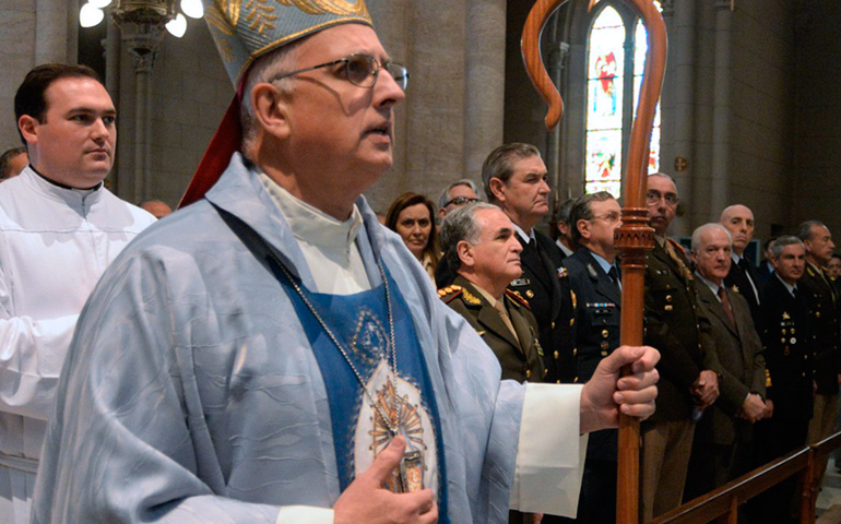 Monseñor Oliveira durante la XV peregrinación castrense al santuario de Nuestra Señora de Luján, el 28 de septiembre de 2017