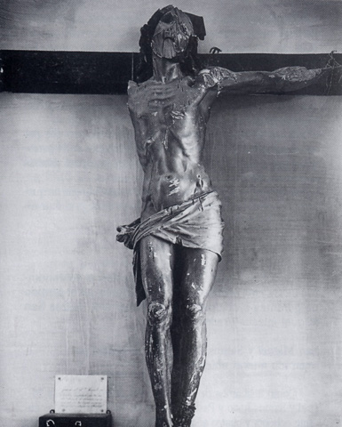 Cristo del Perdón, iglesia de los Santos Justo y Pastor en Madrid, destrozado durante la Guerra Civil española