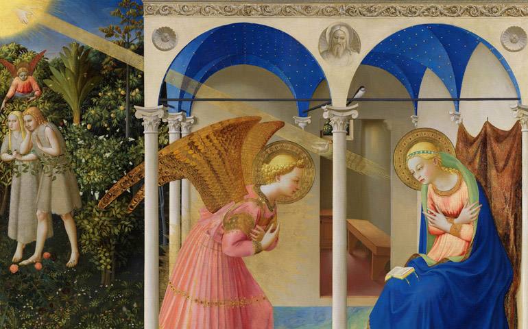 'La Anunciación y la expulsión de Adán y Eva del jardín del Edén'. Museo Nacional del Prado