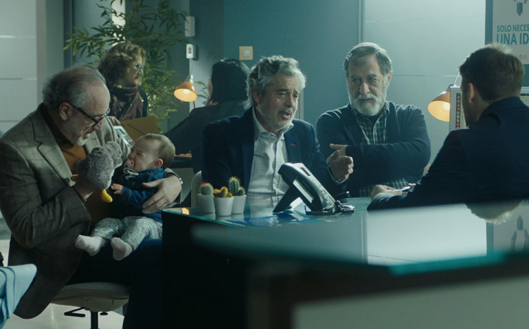 Roberto Álvarez, Carlos Iglesias y Ramón Barea en un fotograma de la película
