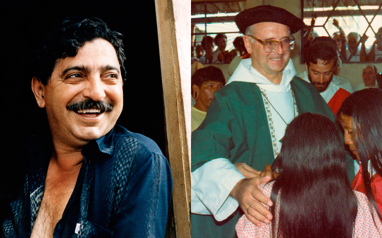 Chico Mendes en su casa en Xapuri (Acre, Brasil) en 1988. A la derecha, monseñor Labaka con mujeres indígenas durante una visita pastoral.