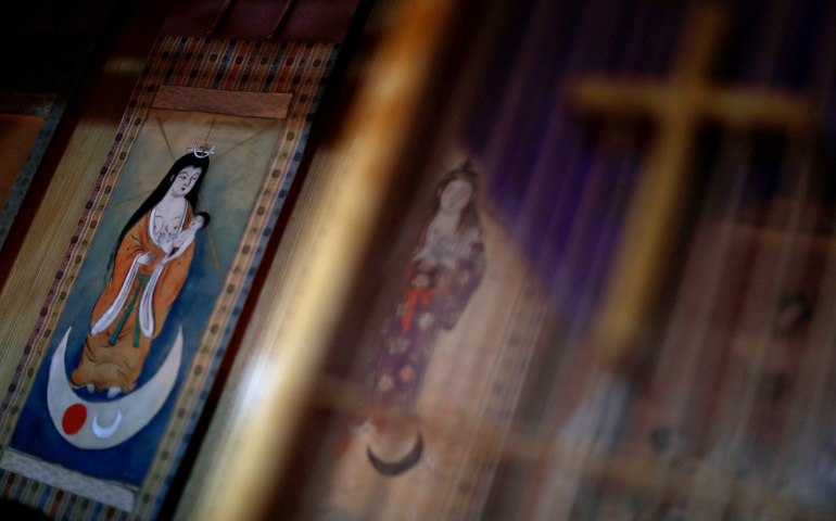 Imágenes de la Virgen en casa de Masaichi Kawasaki, un cristiano escondido