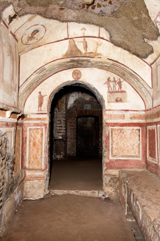Una sala de las catacumbas de Priscilla, en Roma