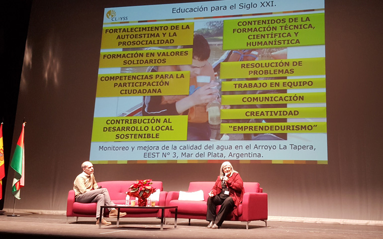 María Nieves Tapia, durante la entrega de los premios en Coslada (Madrid) en 2018