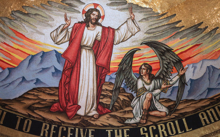 ‘Jesús es tentado por el diablo.’ Mosaico en la basílica de la Inmaculada Concepción de Washington (Estados Unidos)