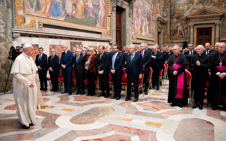 El Papa Francisco durante la apertura del Año Judicial, en el Palacio Apostólico del Vaticano, el 15 de febrero de 2020