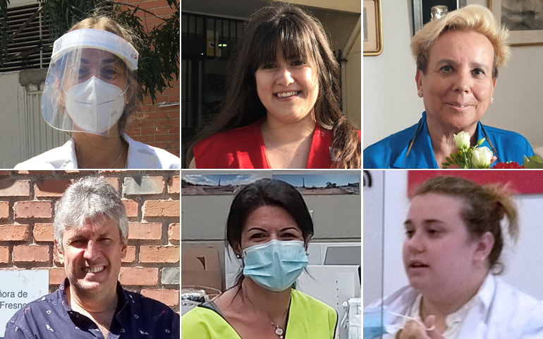 Arriba: Magdalena Pereira, Rebeca Coto y Pilar Redondo. Debajo: Roberto Melián, Olga Martín y Miriam González