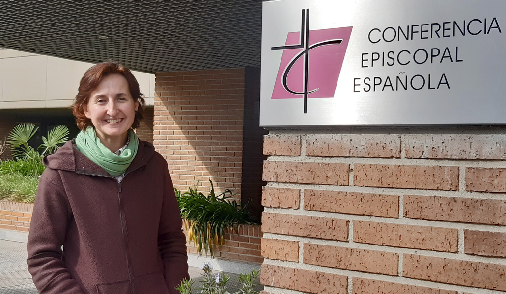 Raquel Pérez Sanjuán en la sede de la Conferencia Episcopal Española