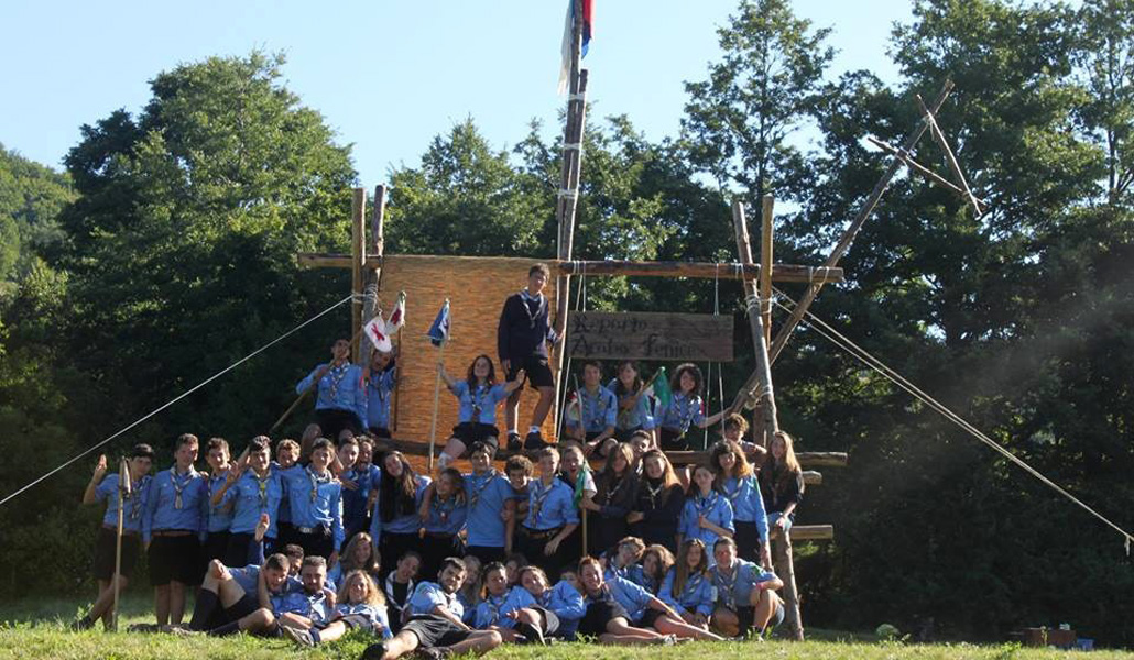 Los scouts de Foligno en el campamento de verano de 2017, en Croce di Roccafranca