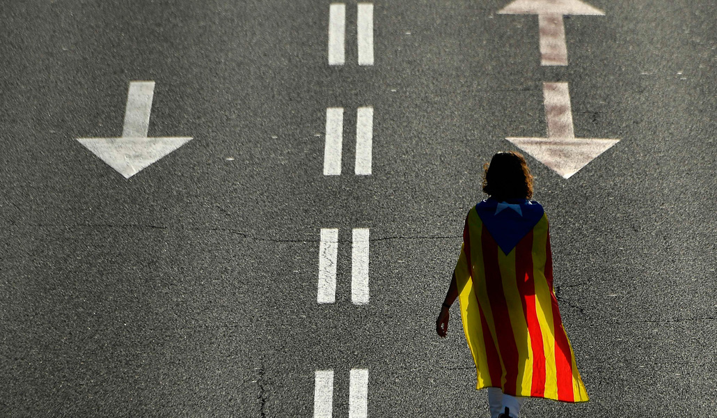 Una manifestante en una Diada reciente