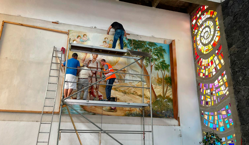 Desalojo de la parroquia de San Isidro Labrador en La Laguna (La Palma)