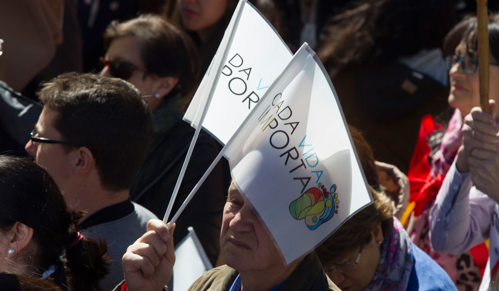 Manifestación celebrada en Madrid, España, el 14 de marzo de 2015, bajo el lema 'Cada vida importa, por la vida, la mujer y la maternidad'