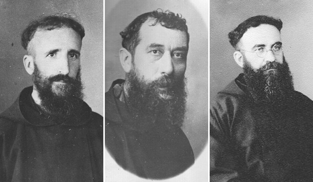 De izquierda a derecha: Fray Benito de Santa Coloma, fray Domingo de San Pedro y fray José Oriol de Barcelona