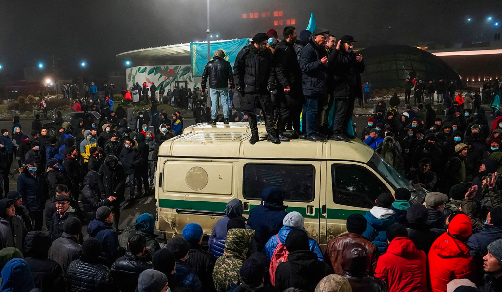 Manifestación el 5 de enero en Almaty