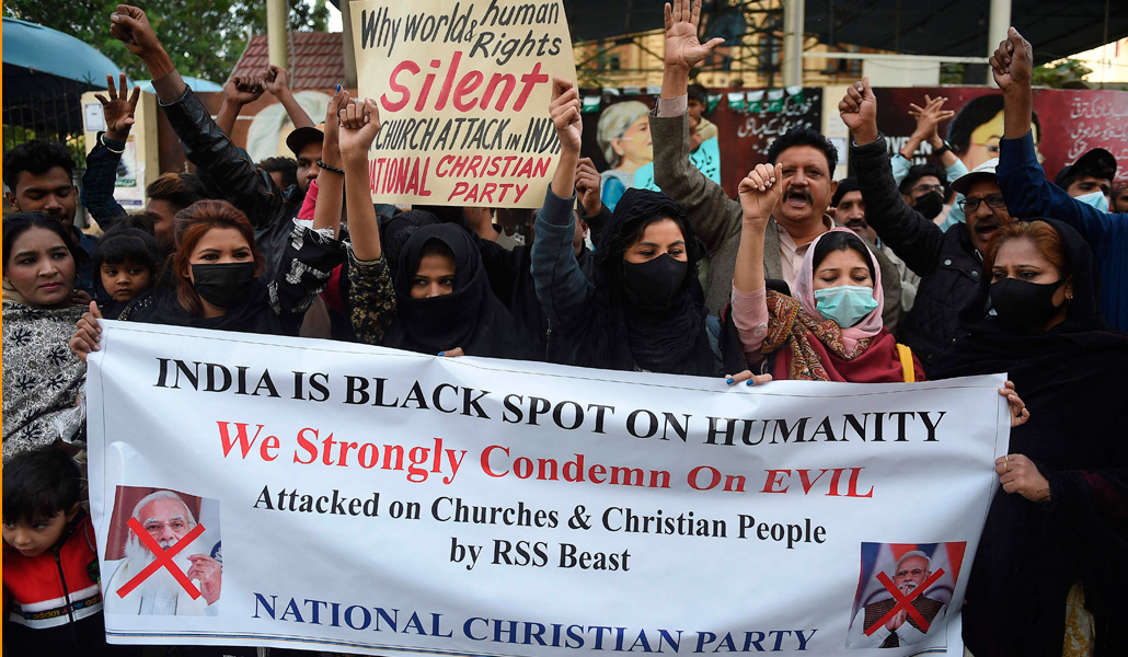 Manifestación de cristianos contra los últimos ataques en Karnataka