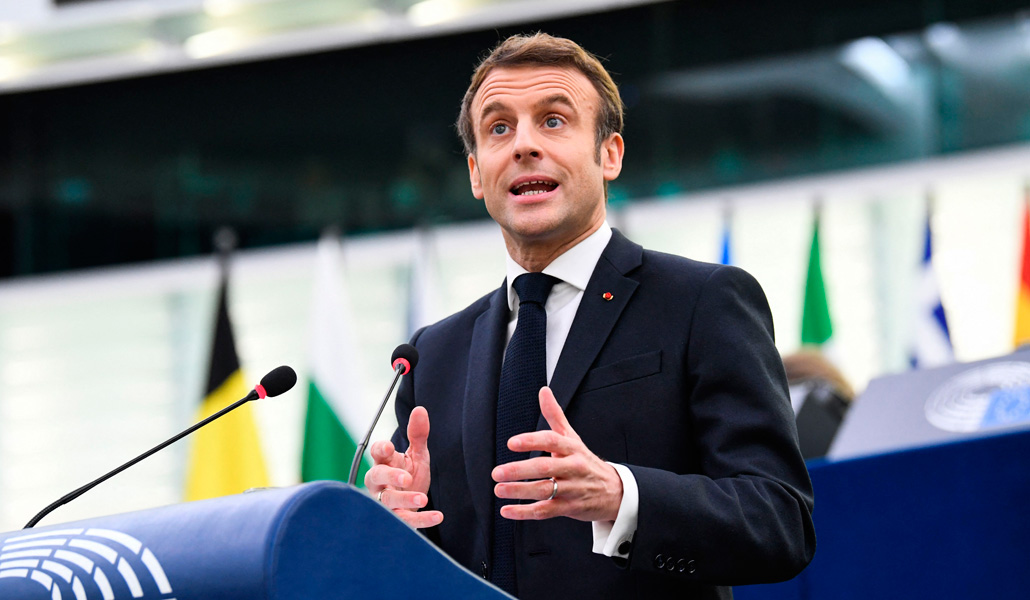 El presidente francés durante su intervención en el Parlamento Europeo