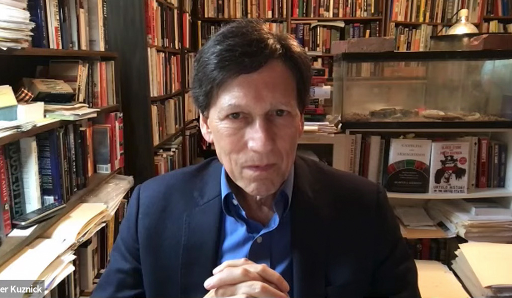 El profesor durante su intervención por videoconferencia en el encuentro por la paz el pasado lunes