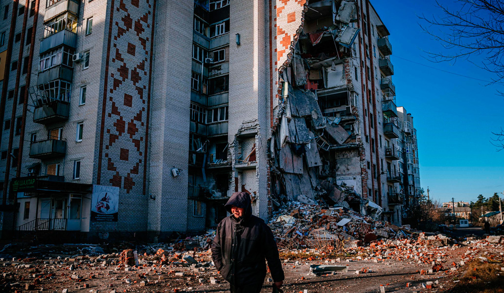 Edificio residencial destruido en Lyman (Donetsk), el 4 de enero