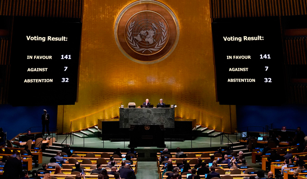 Aprobación de la resolución de la Asamblea General de la ONU sobre Ucrania, el pasado miércoles