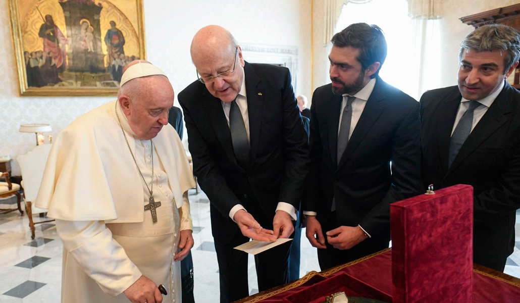 El Papa con el primer ministro del Líbano