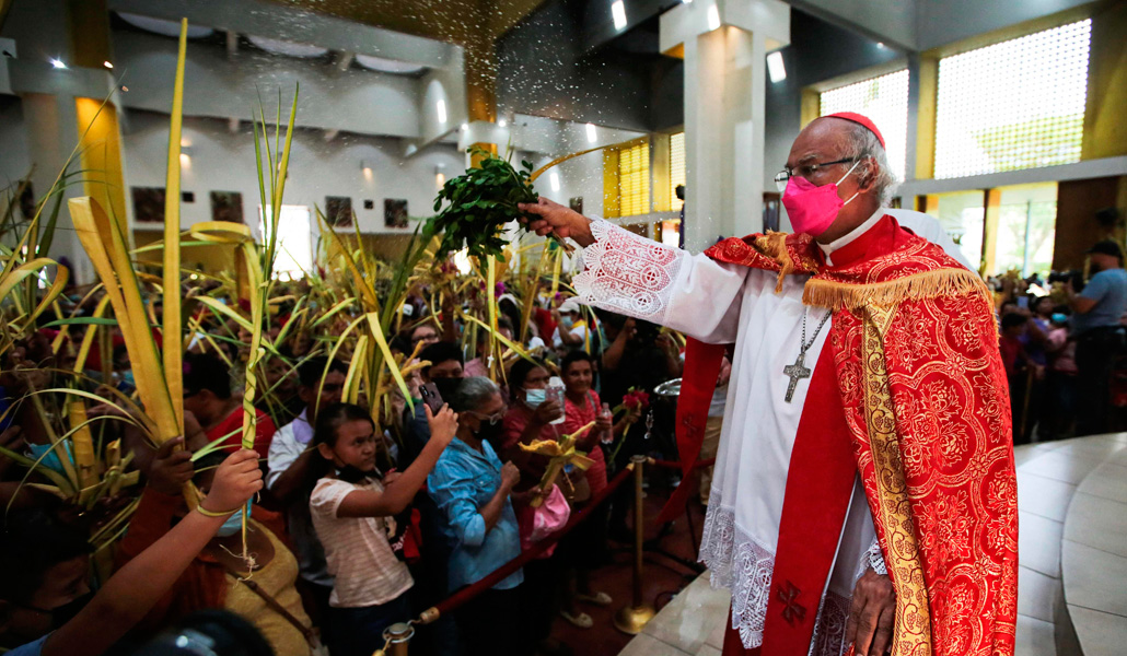 El cardenal Brenes durante la Misa del Domingo de Ramo