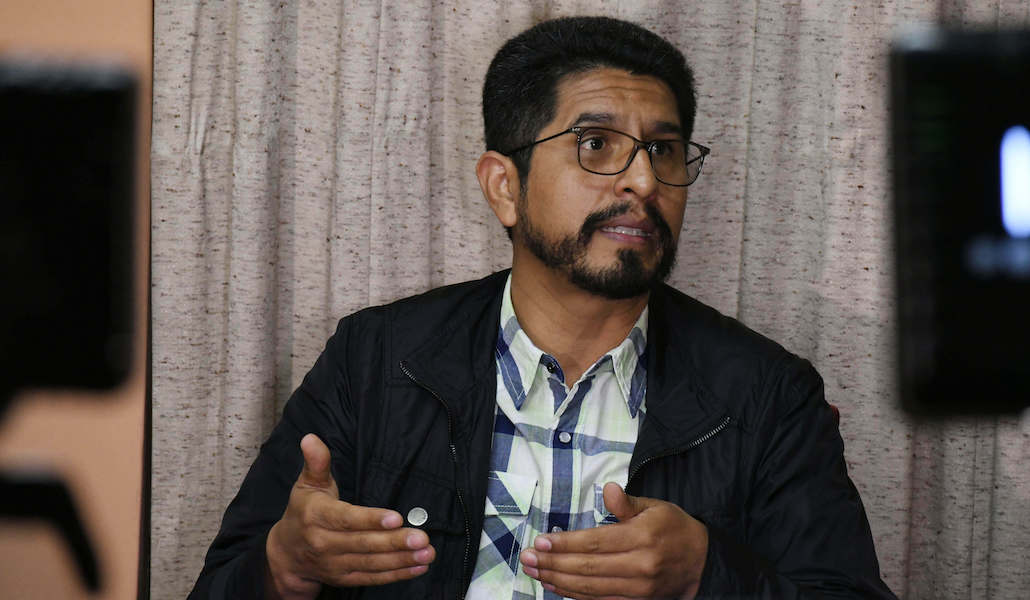 El jesuita Bernardo Mercado, provincial de la Compañía de Jesús en Bolivia, durante una rueda de prensa el pasado martes en La Paz