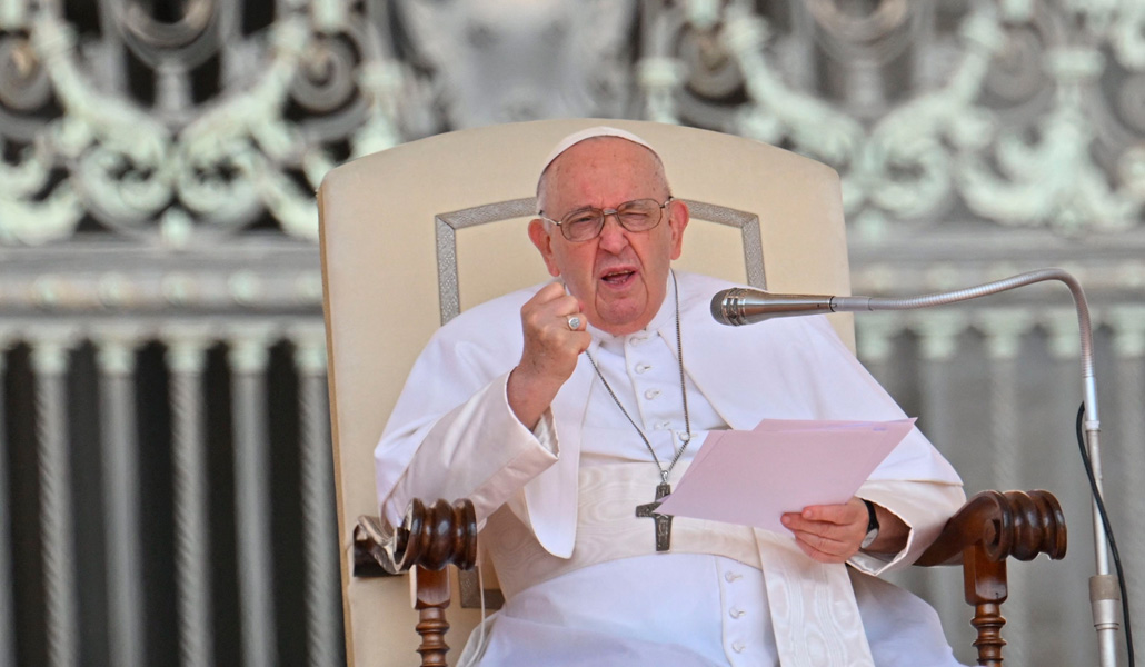 El Papa Francisco, durante la audiencia general de este miércoles en la plaza de San Pedro