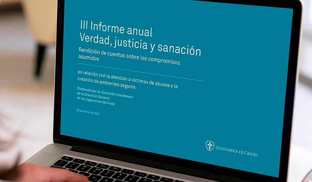 Portada del tercer informe 'Verdad, justicia y sanación' publicado por los Legionarios de Cristo