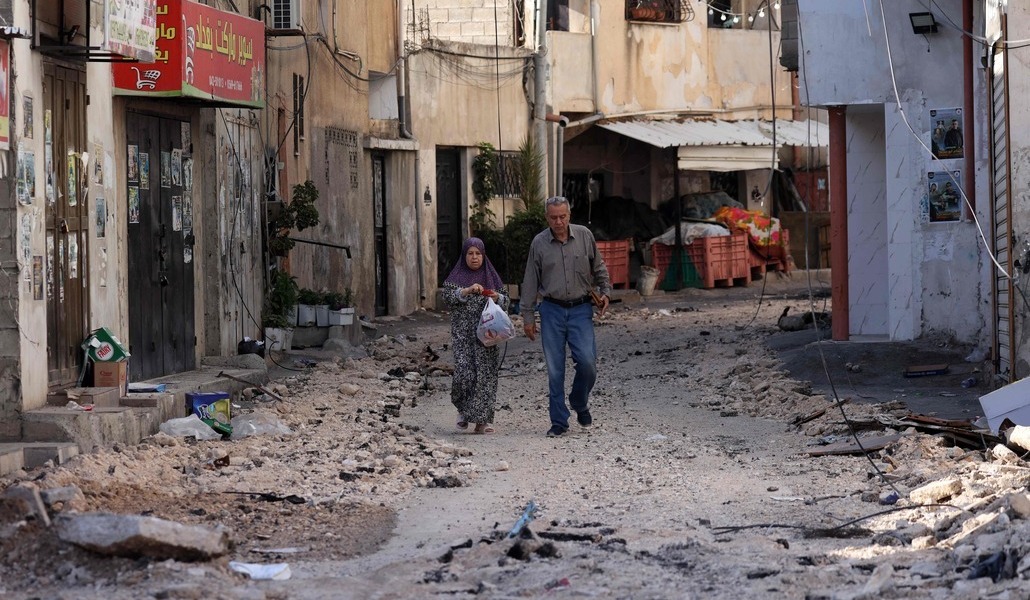 Restos de la operación israelí en las calles de Yenín