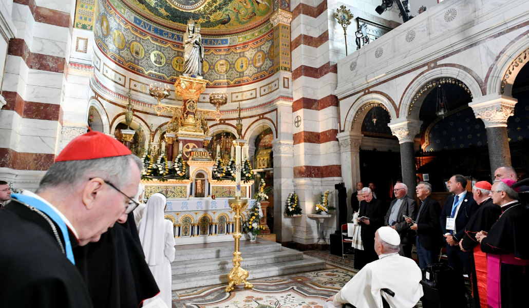 El Papa Francisco en la basílica de Nuestra Señora de la Guardia, Marsella