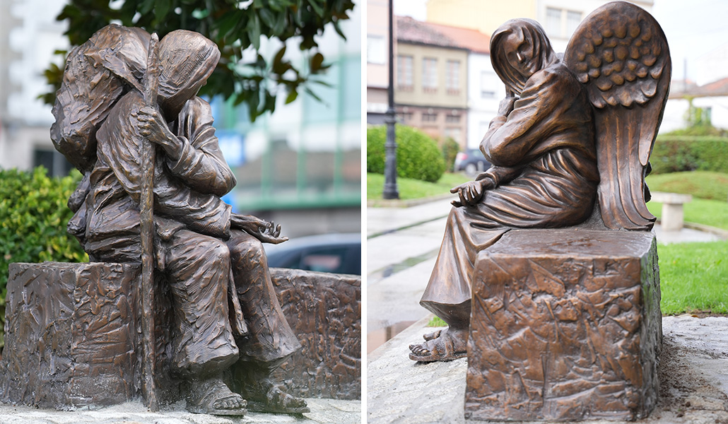 Estatua Be welcoming en Melide
