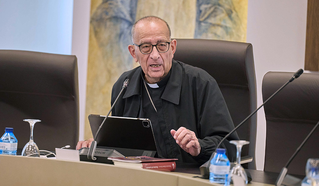 El presidente de la Conferencia Episcopal Española, Juan José Omella, durante la 264º reunión de la Comisión Permanente de la CEE