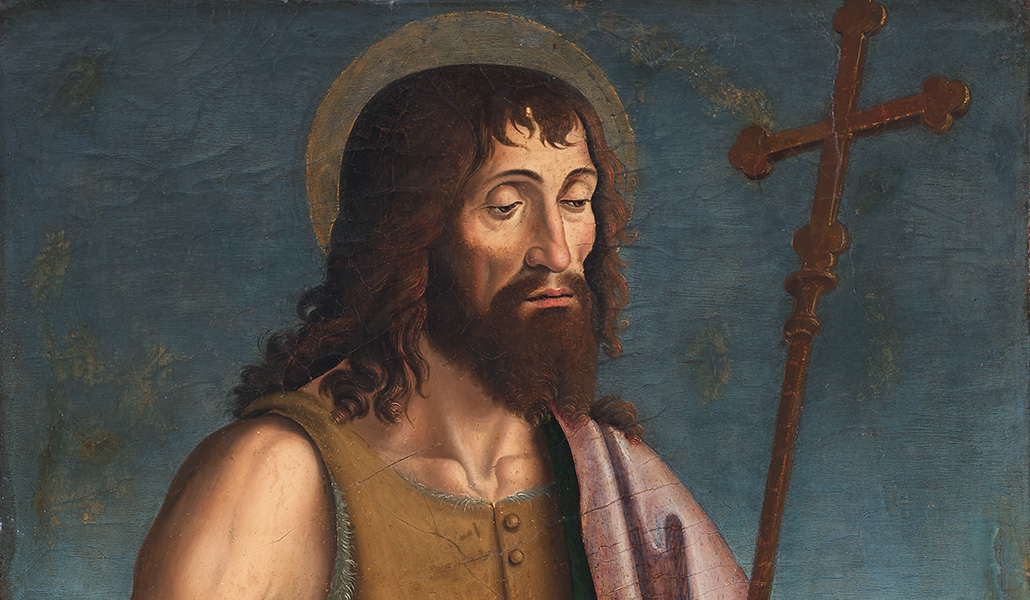 Detalle de 'San Juan Bautista' de Antoniazzo Romano. Ständel Museum, Fráncfort del Meno (Alemania)