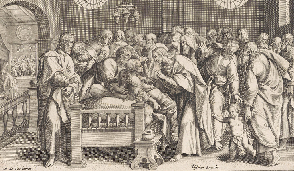 'Curación de la suegra de Pedro'. Grabado anónimo. Rijksmuseum, Amsterdam, Holanda