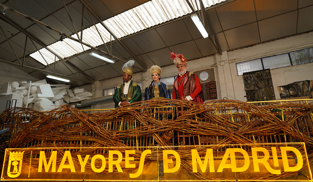Los emisarios reales, en la presentación de la Cabalgata de Reyes de Madrid, el 3 de enero de 2024