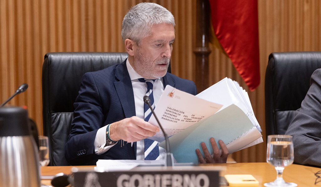 El ministro Grande-Marlaska durante la Comisión de Interior el pasado 23 de enero.