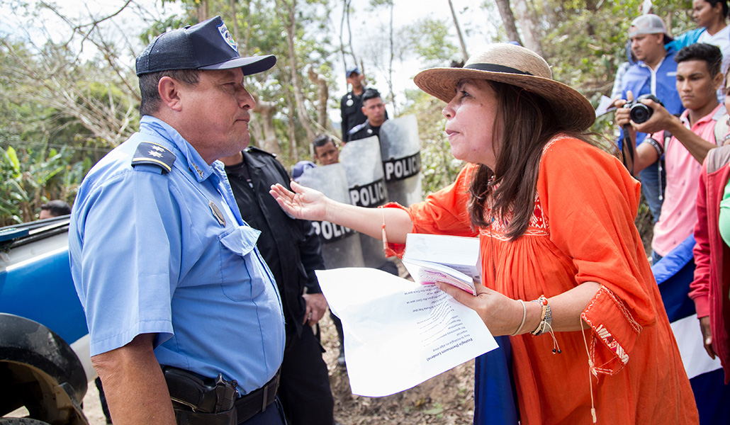 Haydée Castillo en una protesta en febrero de 2018