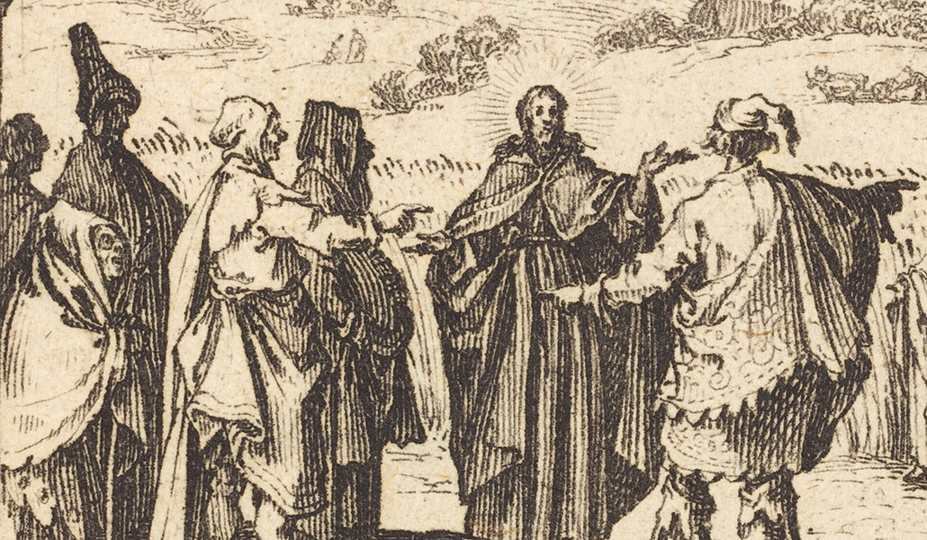 'Jesús con los fariseos'. Jacques Callot. National Gallery of Art, Washington, Estados Unidos.