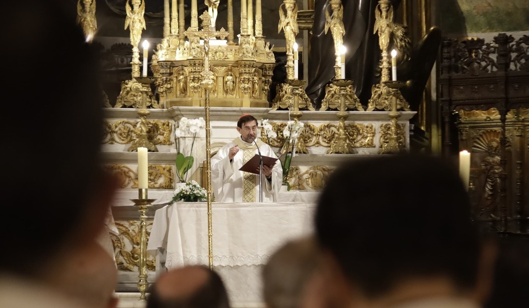 El cardenal Cobo durante la Eucaristía en San Francisco el Grande